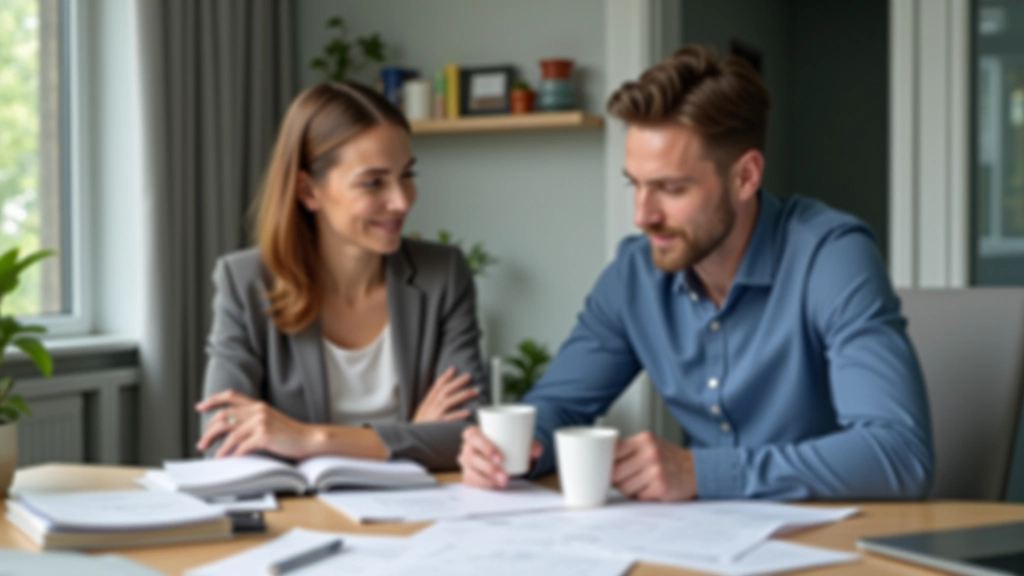 Ehepaar sitzt zusammen mit Finanzunterlagen und bespricht ihre Vermögensplanung