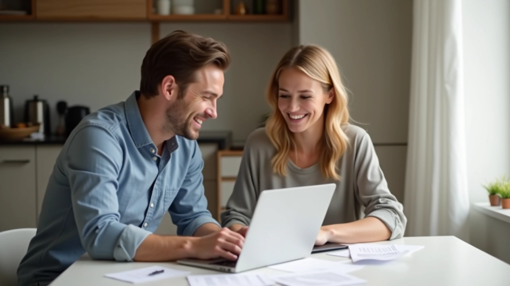 Paar sitzt zusammen am Tisch und bespricht Finanzunterlagen