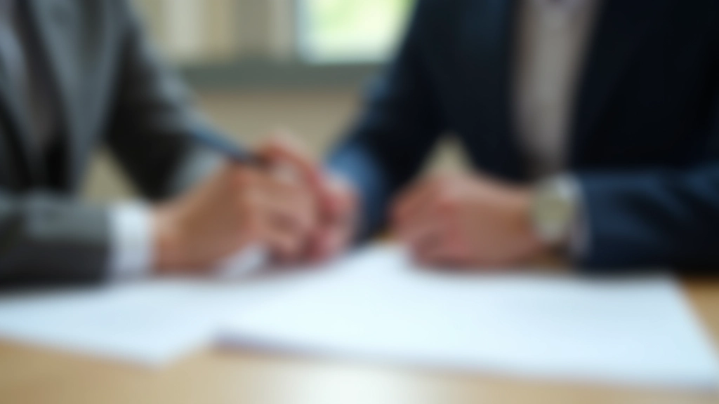 Zwei Hände halten ein Dokument über Vermögensverteilung, unterschreiben gemeinsam einen Plan