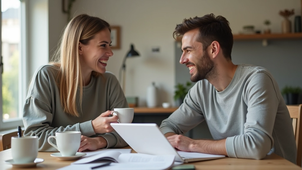 Junges Paar führt regelmäßige Finanz-Check Gespräche